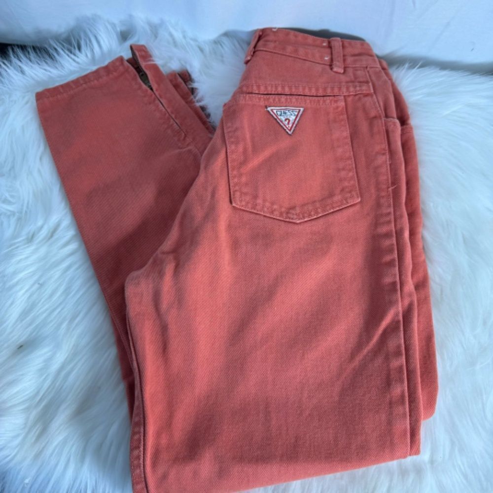 Georges Marciano For Guess 80's Vintage Orange High Rise Ankle Zip Jeans‎ Sz 29 - Picture 8 of 9